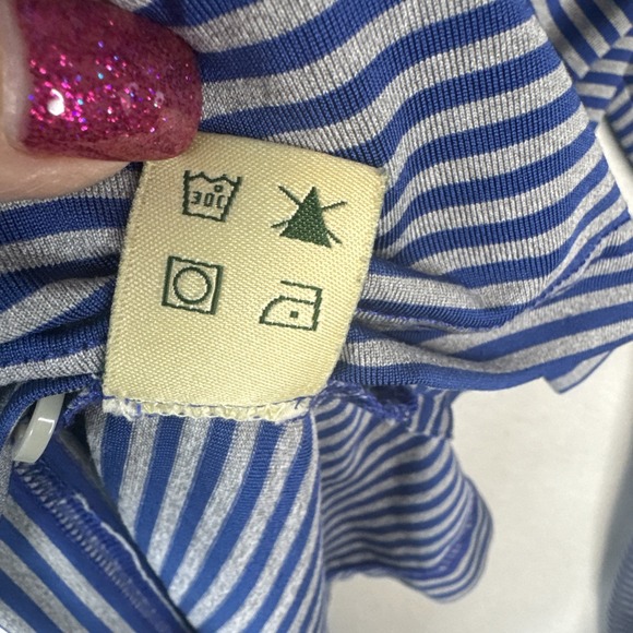 Donald Ross Sport Polo M Gray Blue Stripe Long Sleeve Golf Performance - Picture 9 of 9